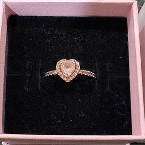 Pandora Rose Gold Pink Heart Love Promise Ring in size 5
